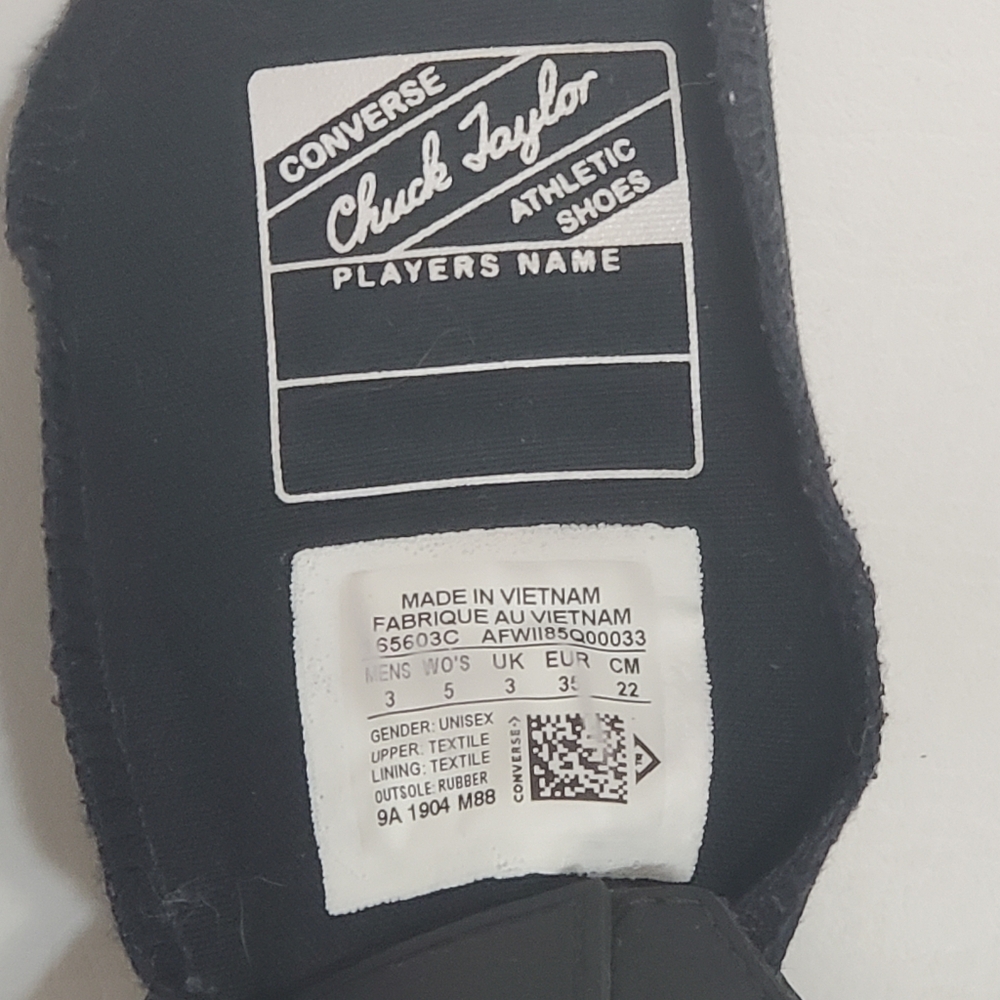 Converse Chuck Taylor Motorcycle Black Athletic Shoes Covered Laces Men's Size 3 - Picture 7 of 8